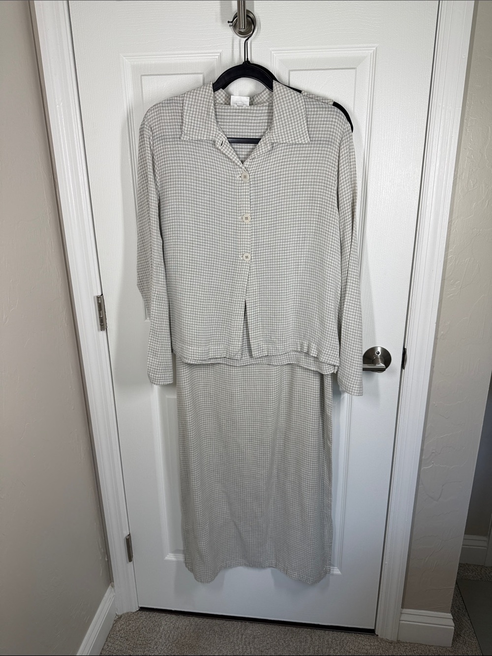 Eileen Fisher maxi dress with matching button front over shirt set size large
